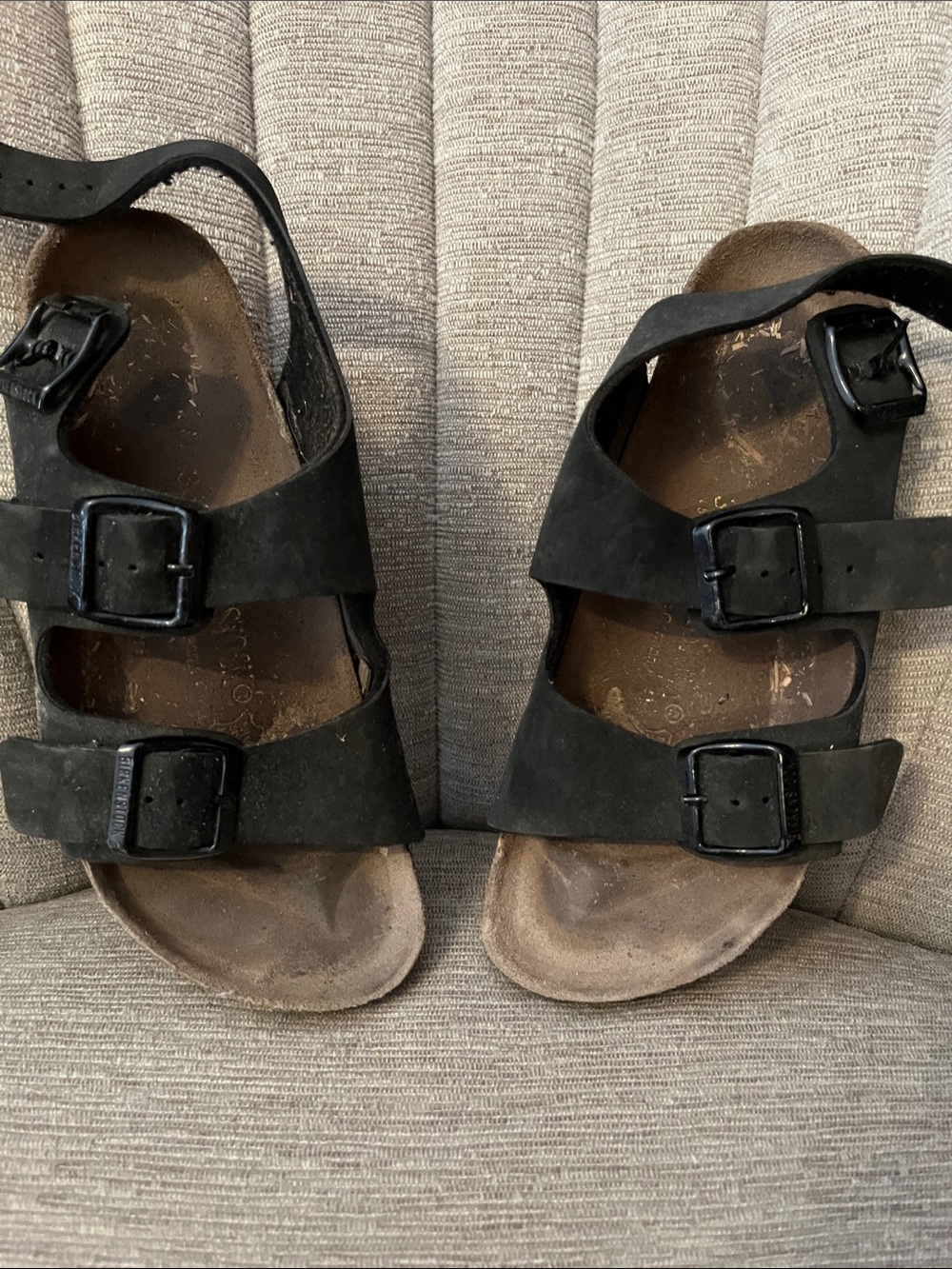 Birkenstock Black Double-Buckle Leather Sandals